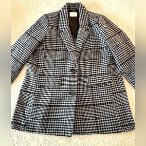 Old Navy Black & White Plaid Wool Blend Blazer Style Jacket. Sz XL